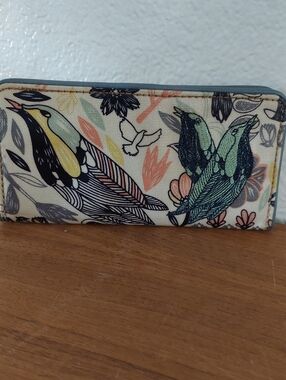 Sakroots Peace Bird Print Canvas Wallet Clutch in Cream, Mint & Coral Wallet